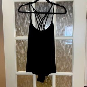 Black polyester tank with strappy back